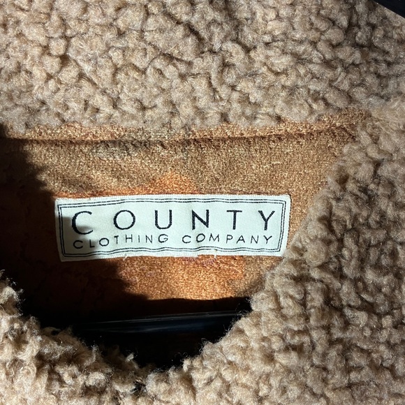 Brown Rose Patterned Teddy Jacket Two Front Pockets‎ Warm Suede Sherpa Style - Picture 2 of 11